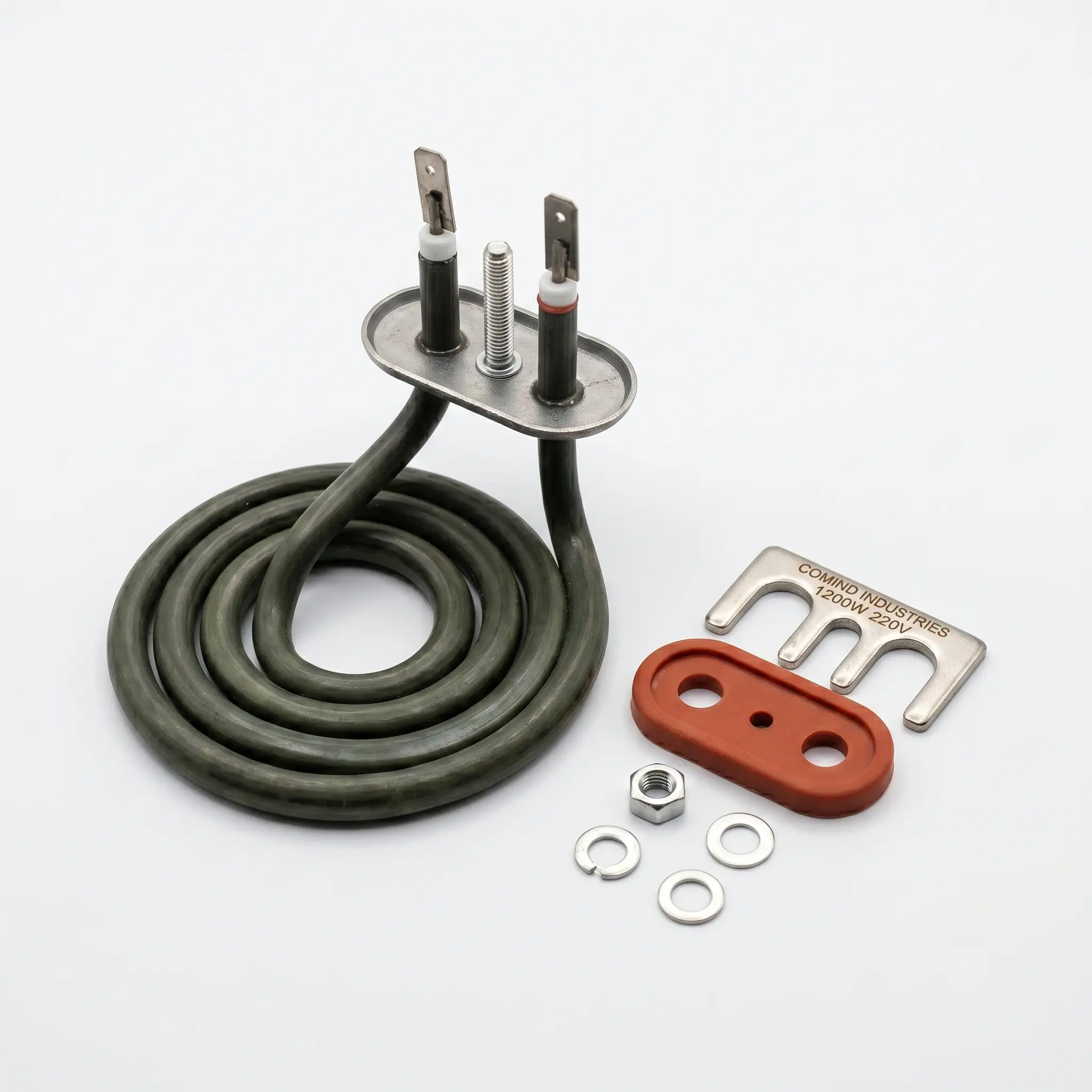 Calefactor baño maría tipo CZS con elemento calefactor tubular en espiral y placa de soporte metálica lateral.